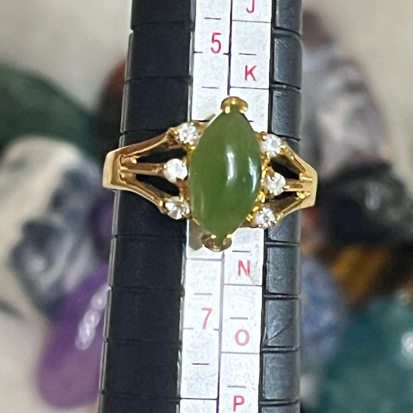 Vintage Jewelry - Vintage 14K HGE Faux Jade Ring